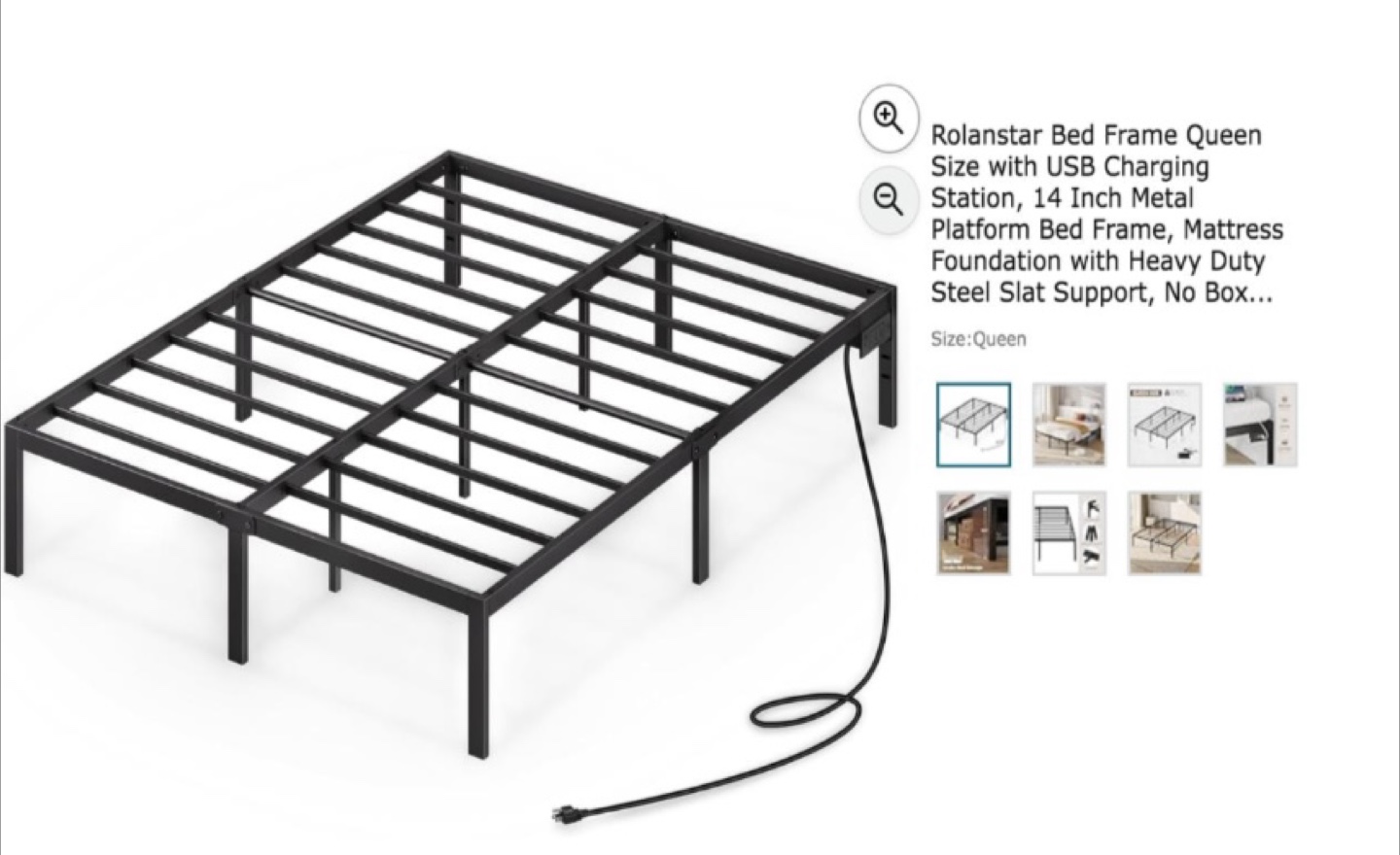 Rolanstar Queen Bed Frame with storage area and USB Charging - photo 2