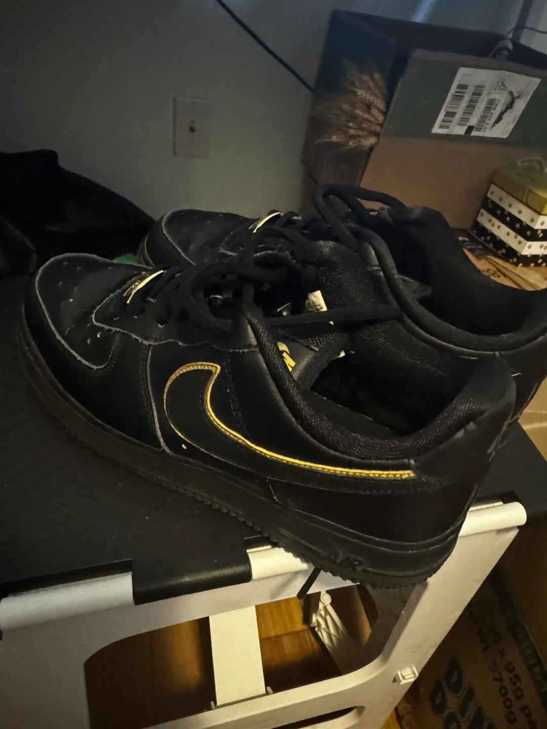 Nike Air Force 1 Black/Gold, US 7.5 thumbnail