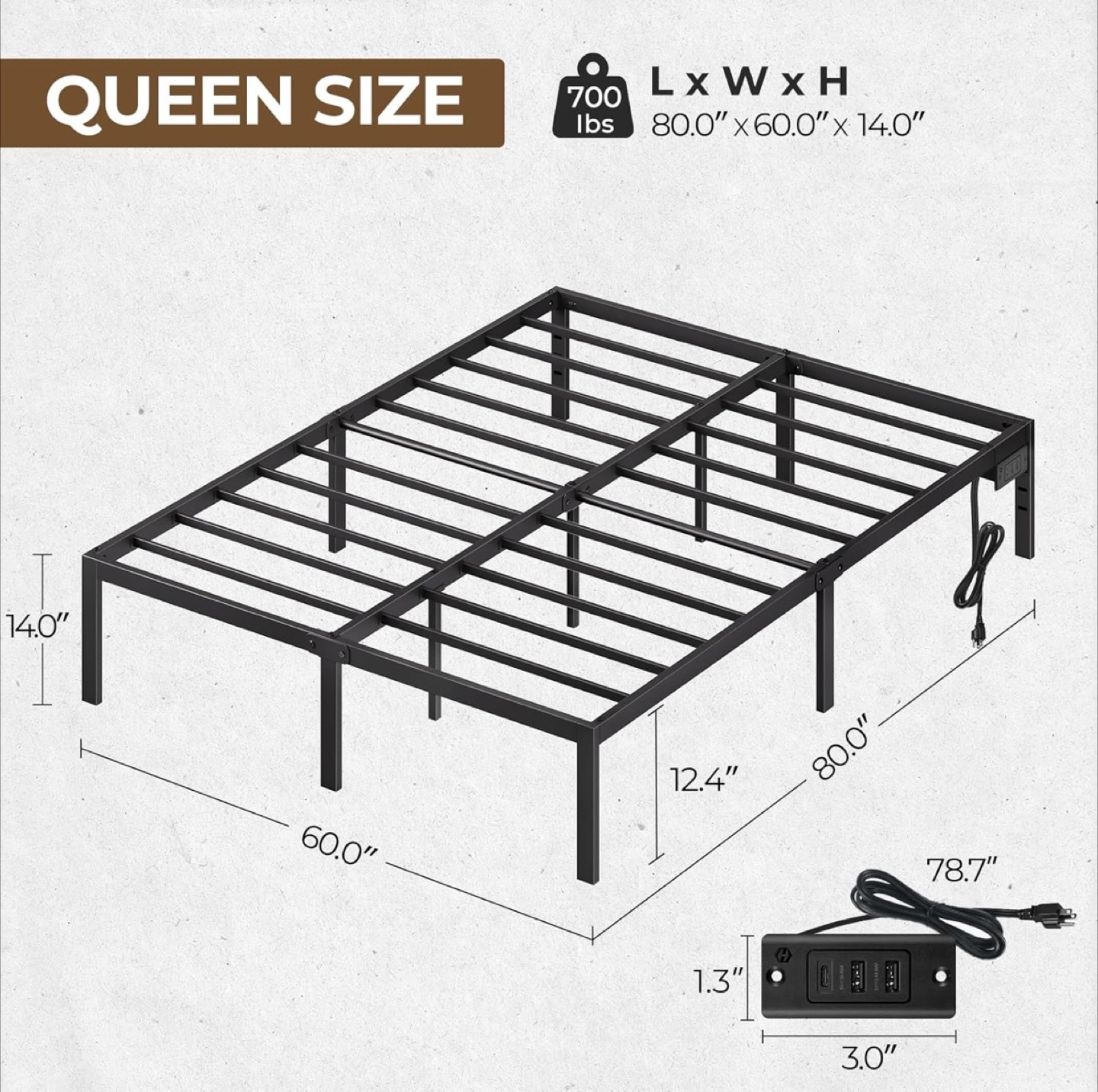 Rolanstar Queen Bed Frame with storage area and USB Charging - photo 3