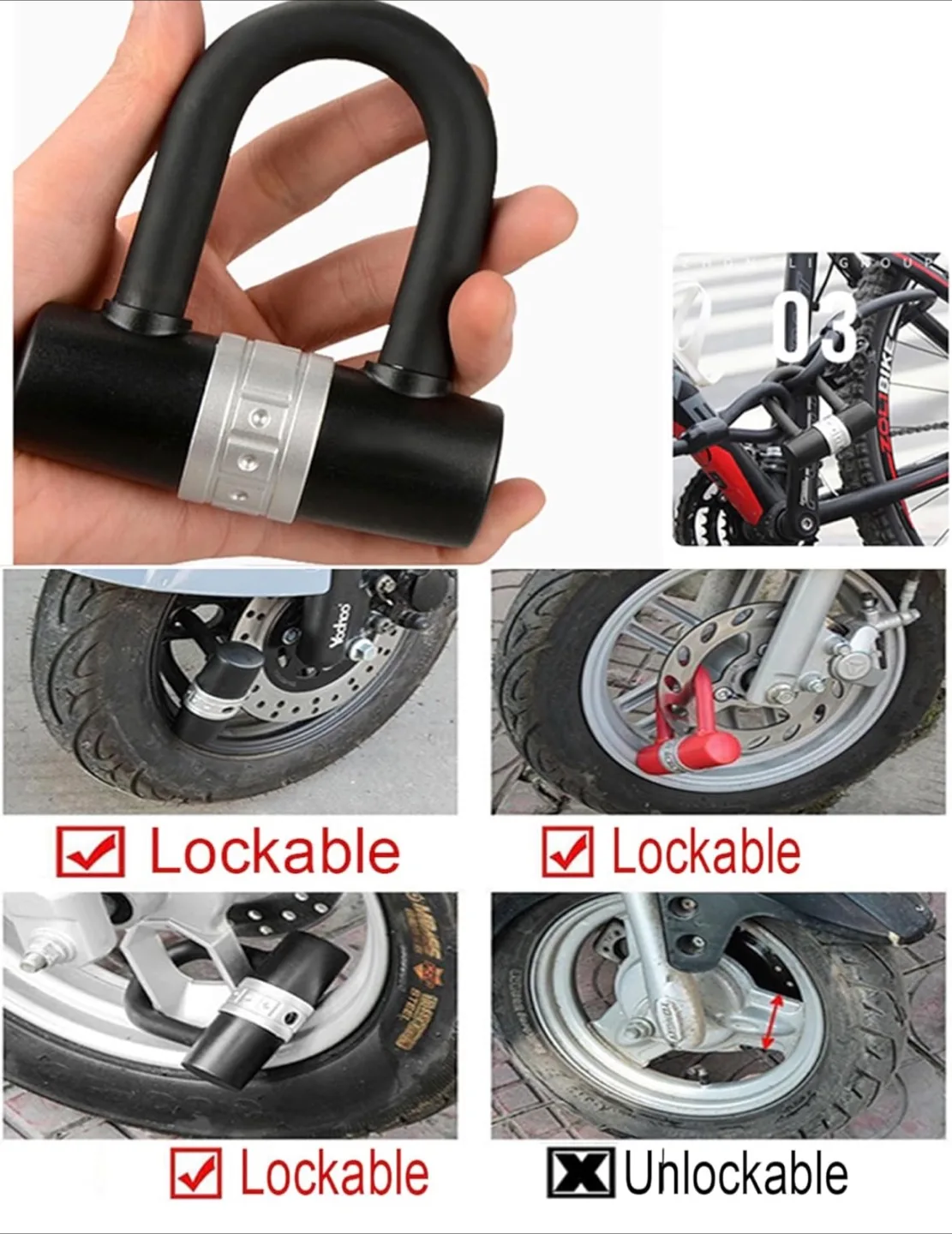 Zolim U-Lock Bike Lock - Black image indicator(4)