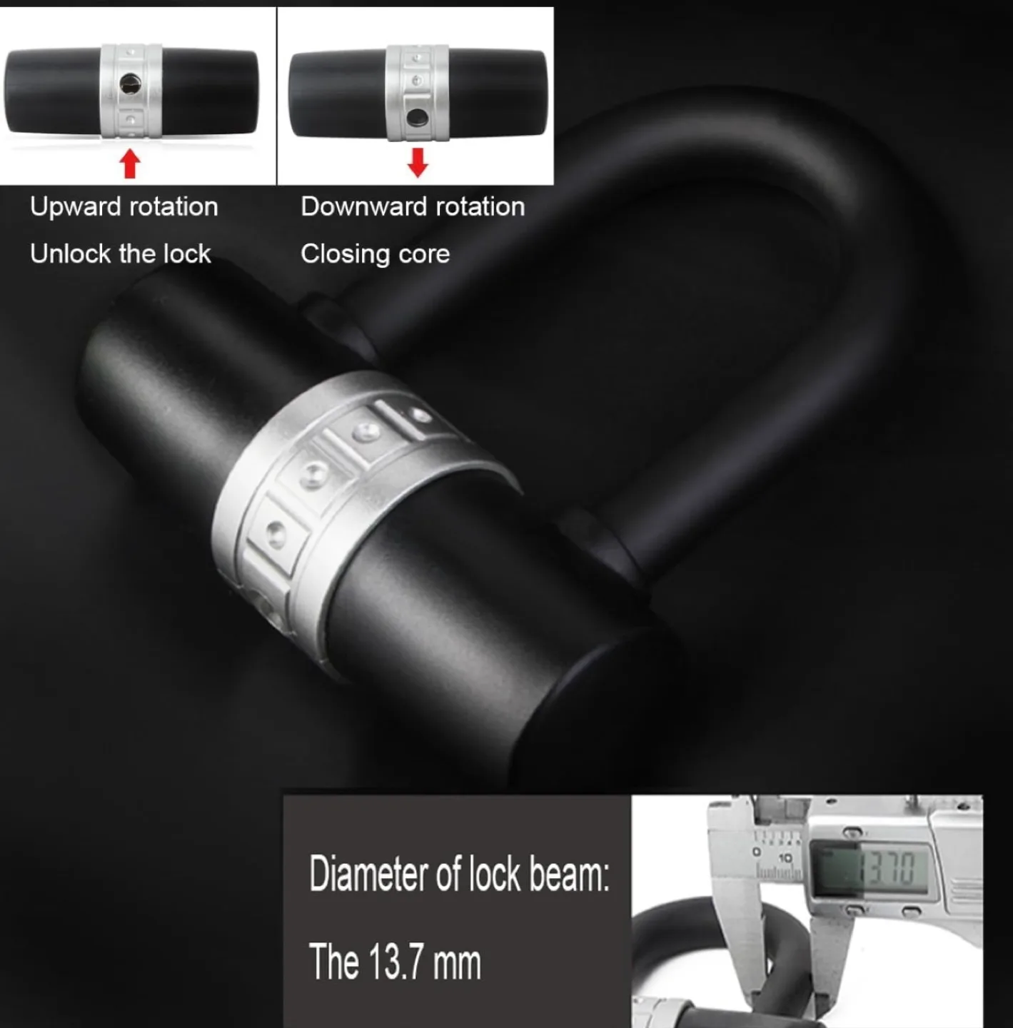Zolim U-Lock Bike Lock - Black image indicator(6)