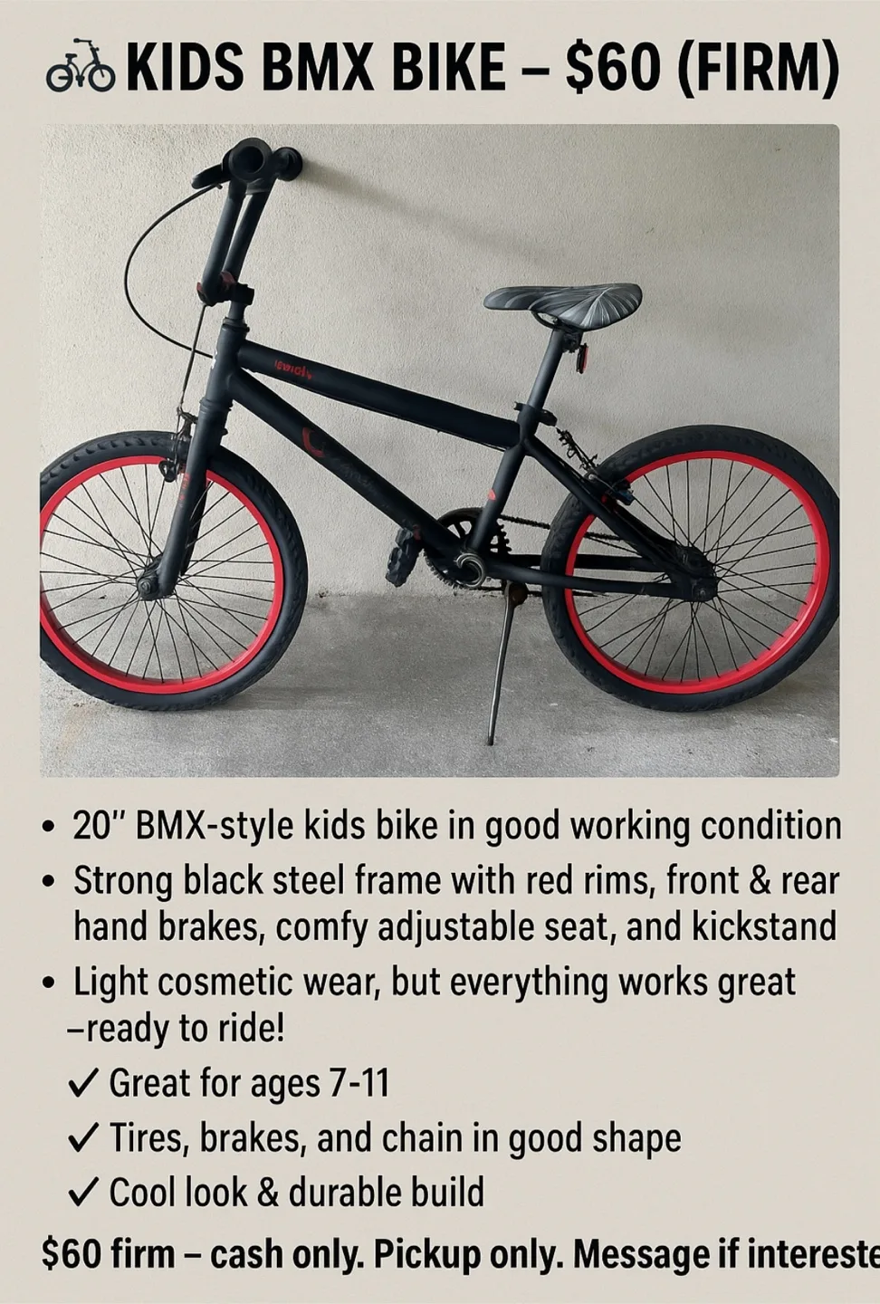 🚲 Kids BMX Bike – $60 (Firm) image indicator(2)