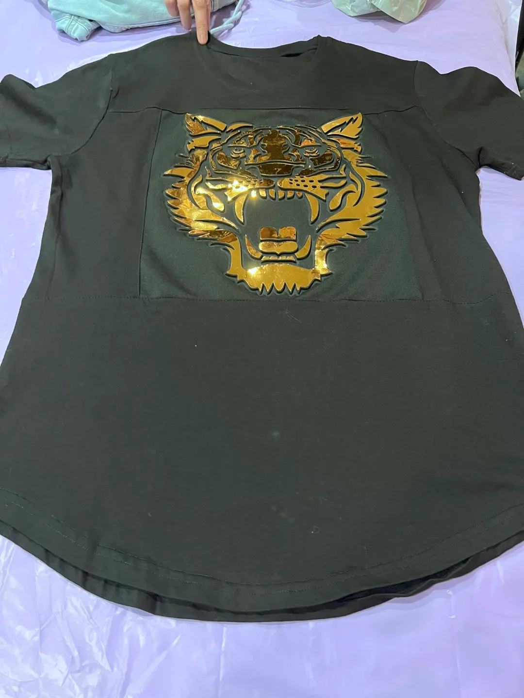 Black T-Shirt with Tiger Design thumbnail