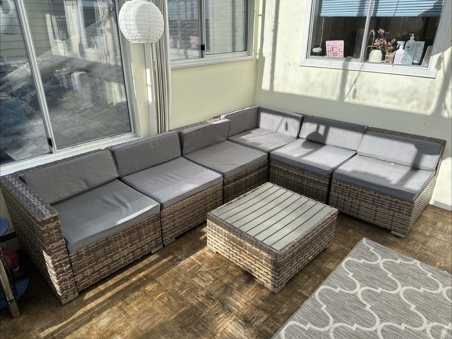 Outsunny 7pc Wicker Patio Set - Grey