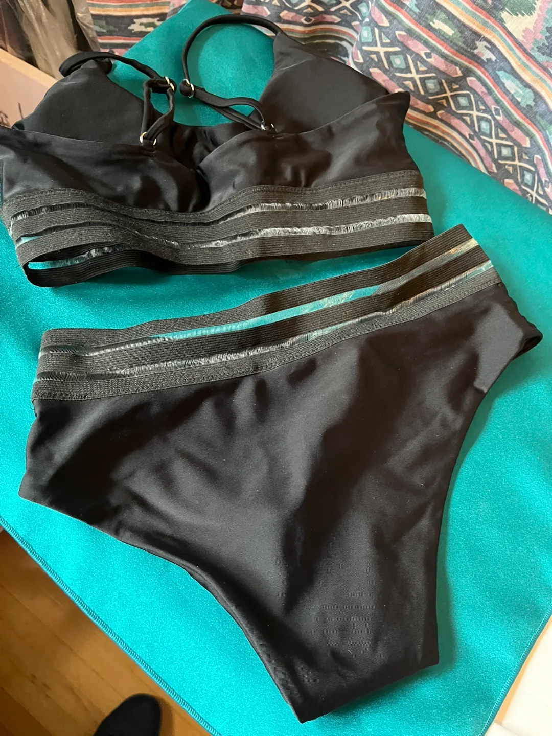 Black Swimsuit Set, size Small thumbnail