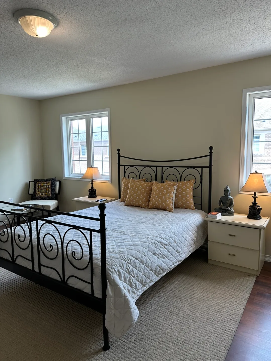 Queen Size Black Metal Bed with Queen Size Ikea new Mattress image indicator(2)