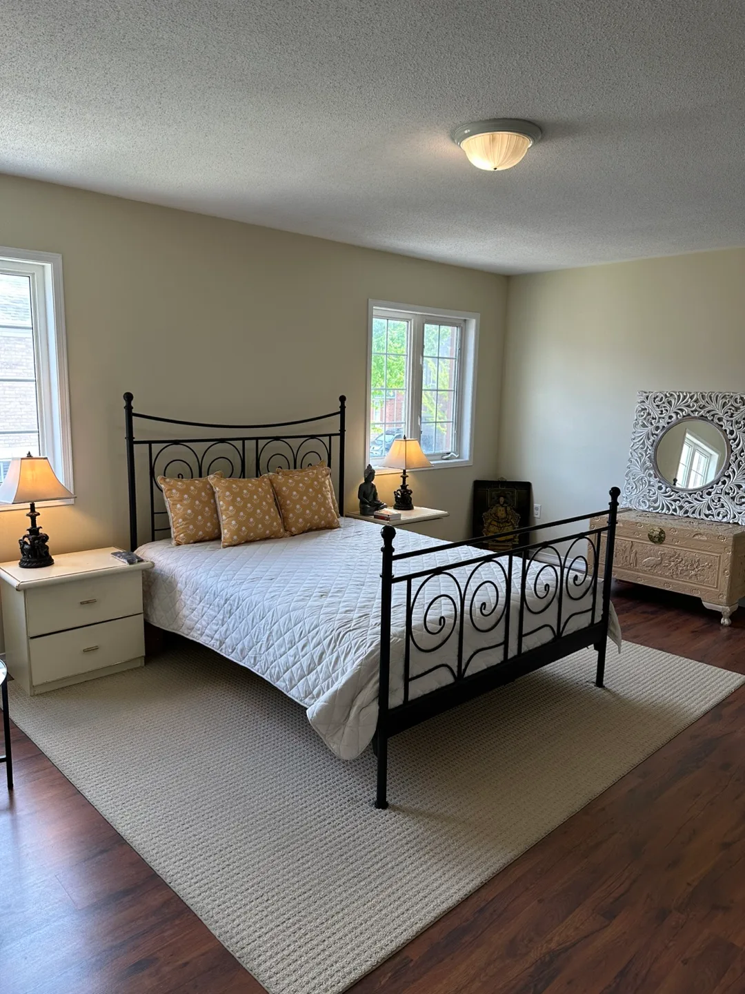 Queen Size Black Metal Bed with Queen Size Ikea new Mattress image indicator(3)