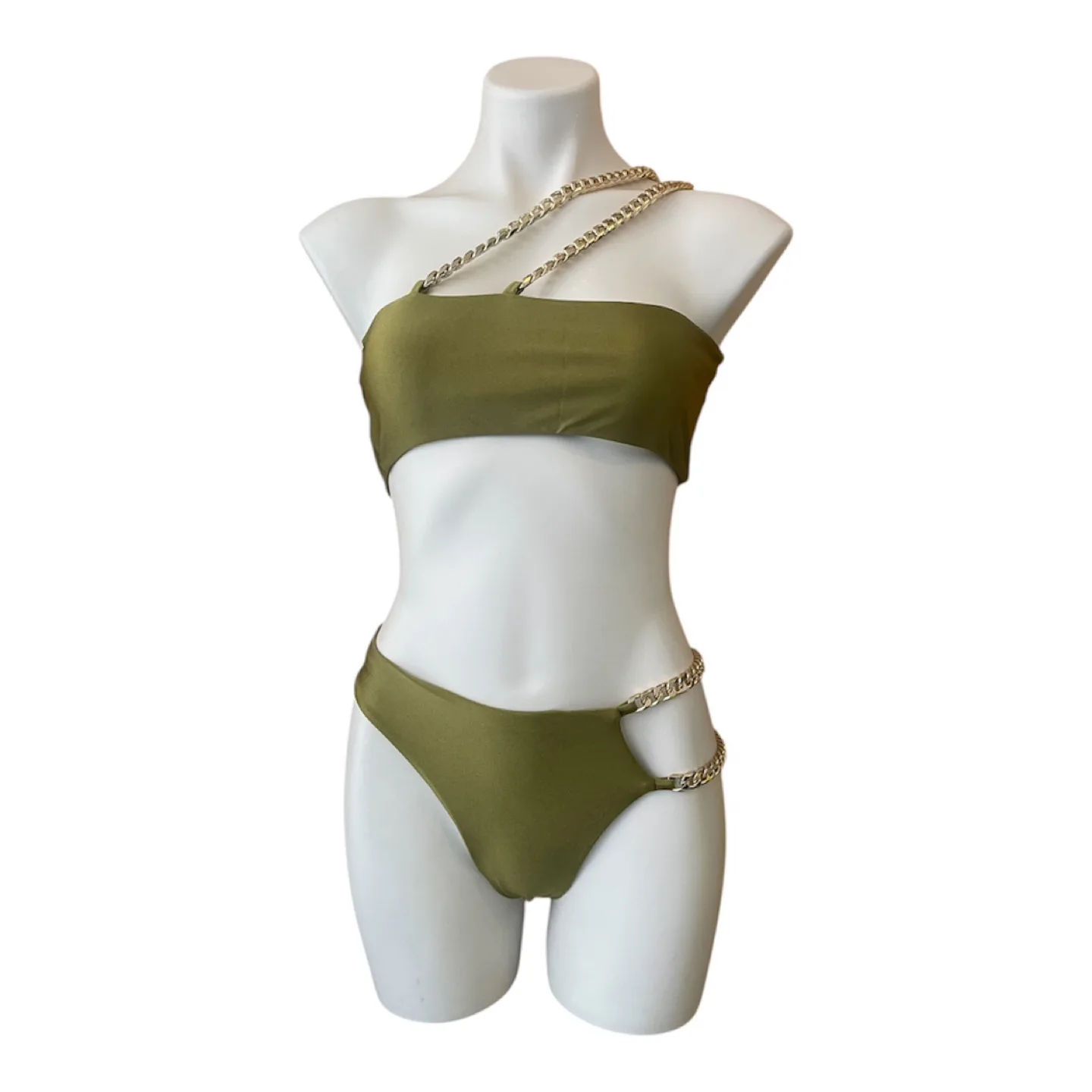 NWT Green Bikini Gold Chain Medium thumbnail