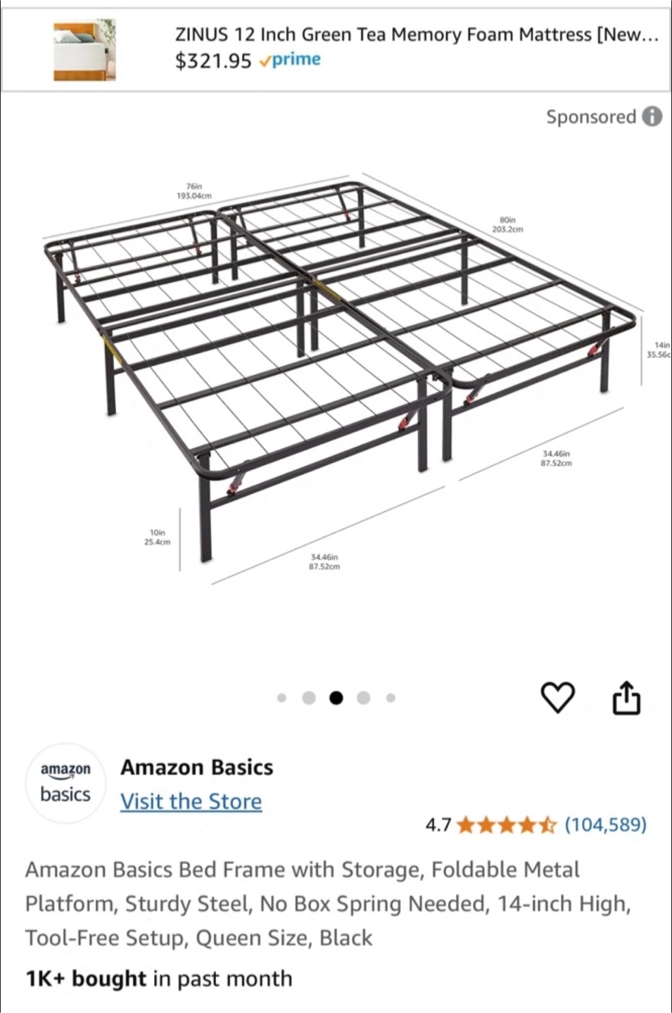 Bed Frame Queen Size Black