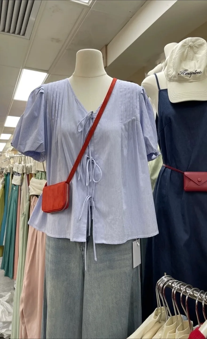 Striped Tie-Front Blue Blouse thumbnail