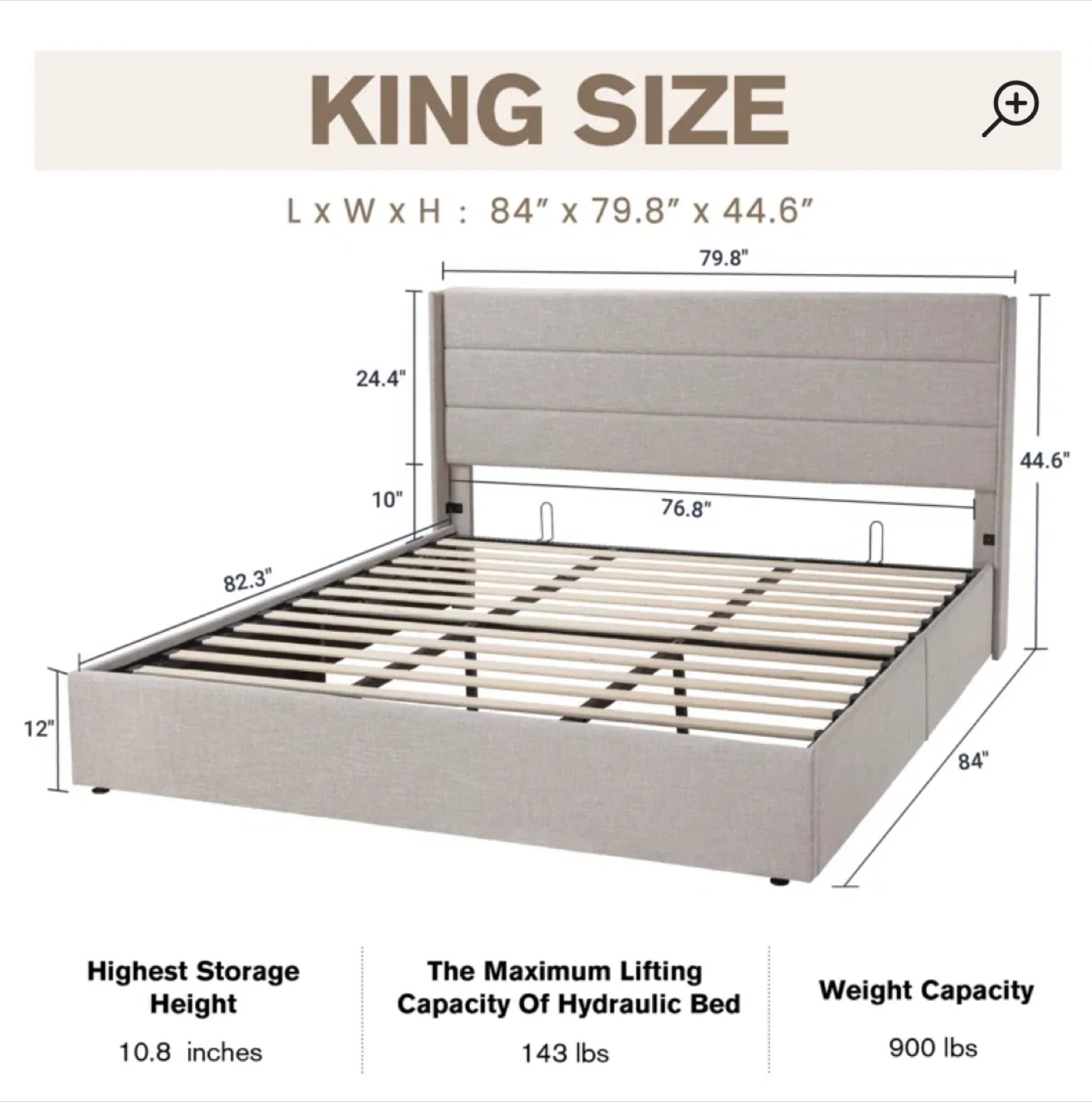 King Size Plank Bed Frame with Storage thumbnail