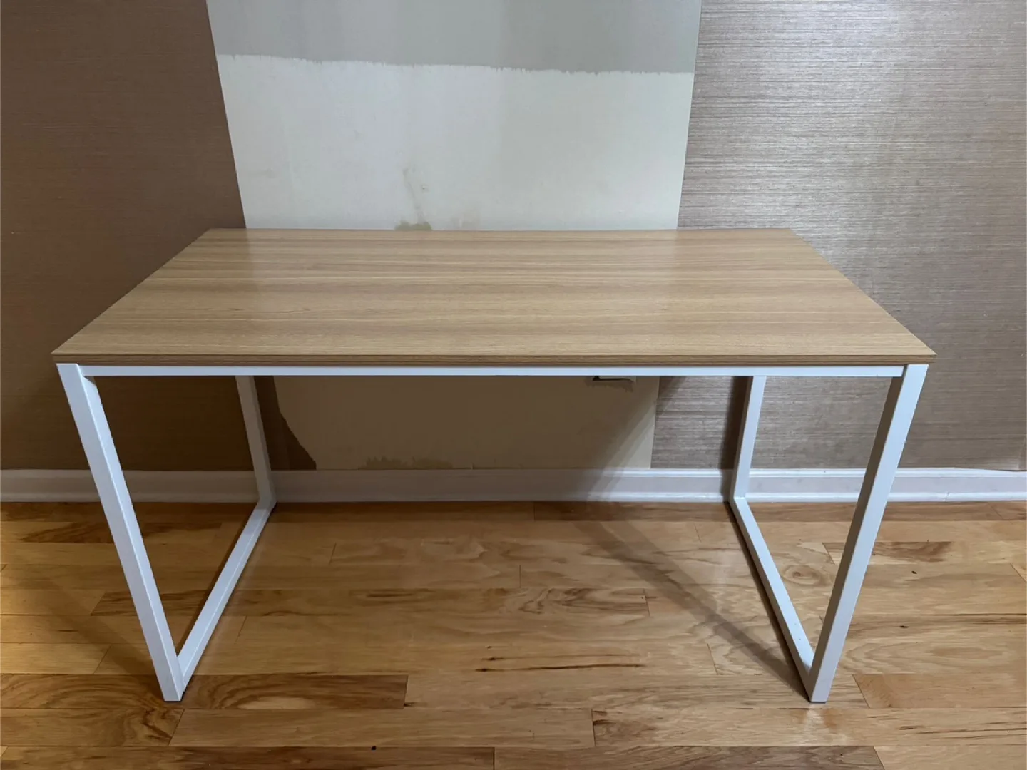 Wood and White Metal Frame Desk thumbnail