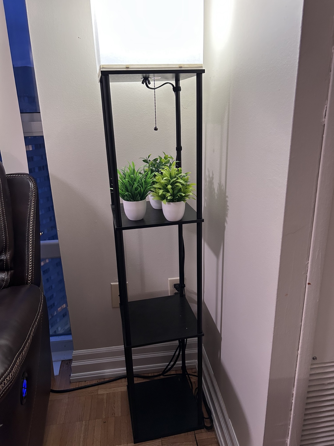 Shelf Floor Lamp - Black Metal Frame
