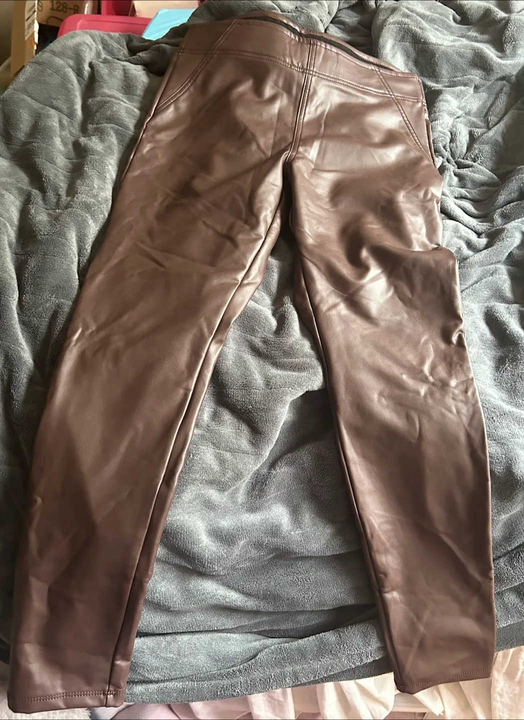 Brown Faux Leather Leggings thumbnail