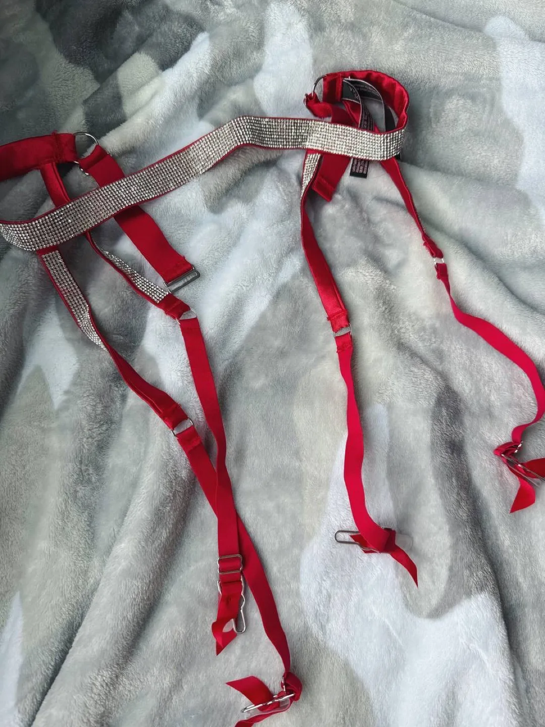 Victoria's Secret Red Rhinestone Garter Belt thumbnail