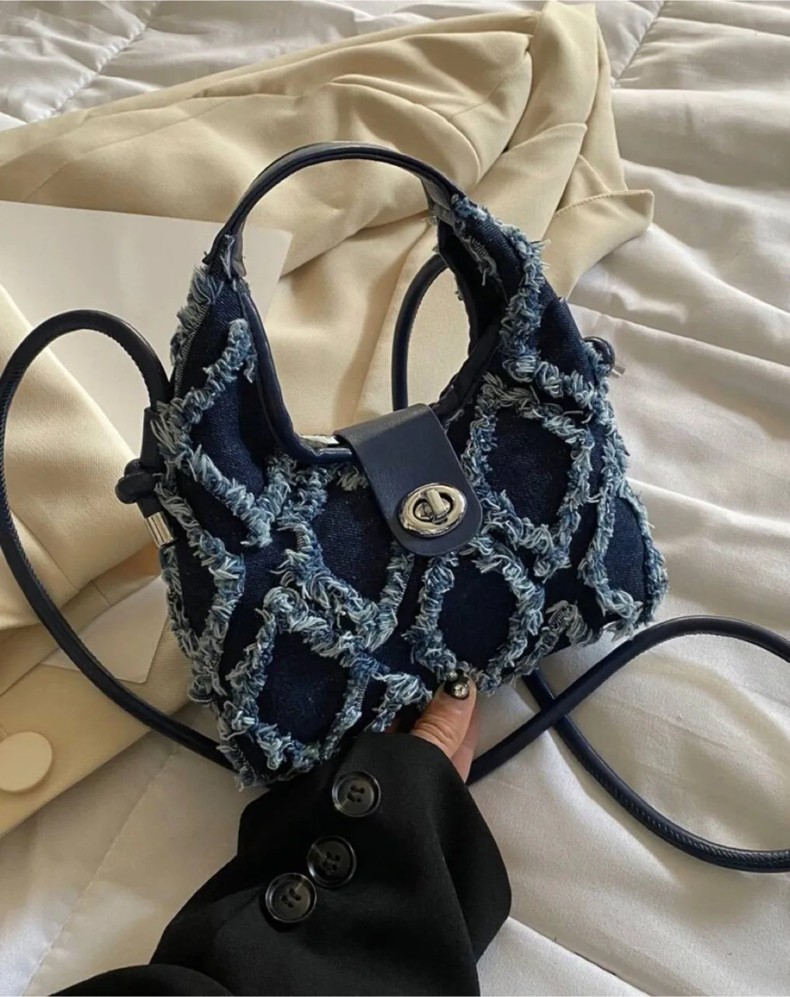 Blue / White Denim Handbag thumbnail