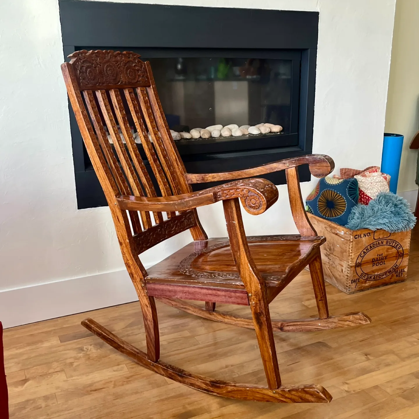 Vintage Anglo-Indian Rosewood Rocking Chair thumbnail