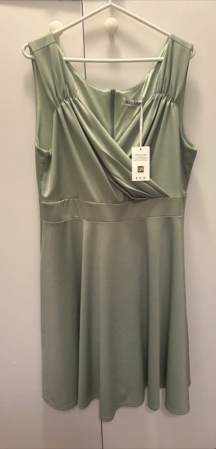 Grace Karin Sleeveless A Line Dress Sage Green Size 2XL thumbnail