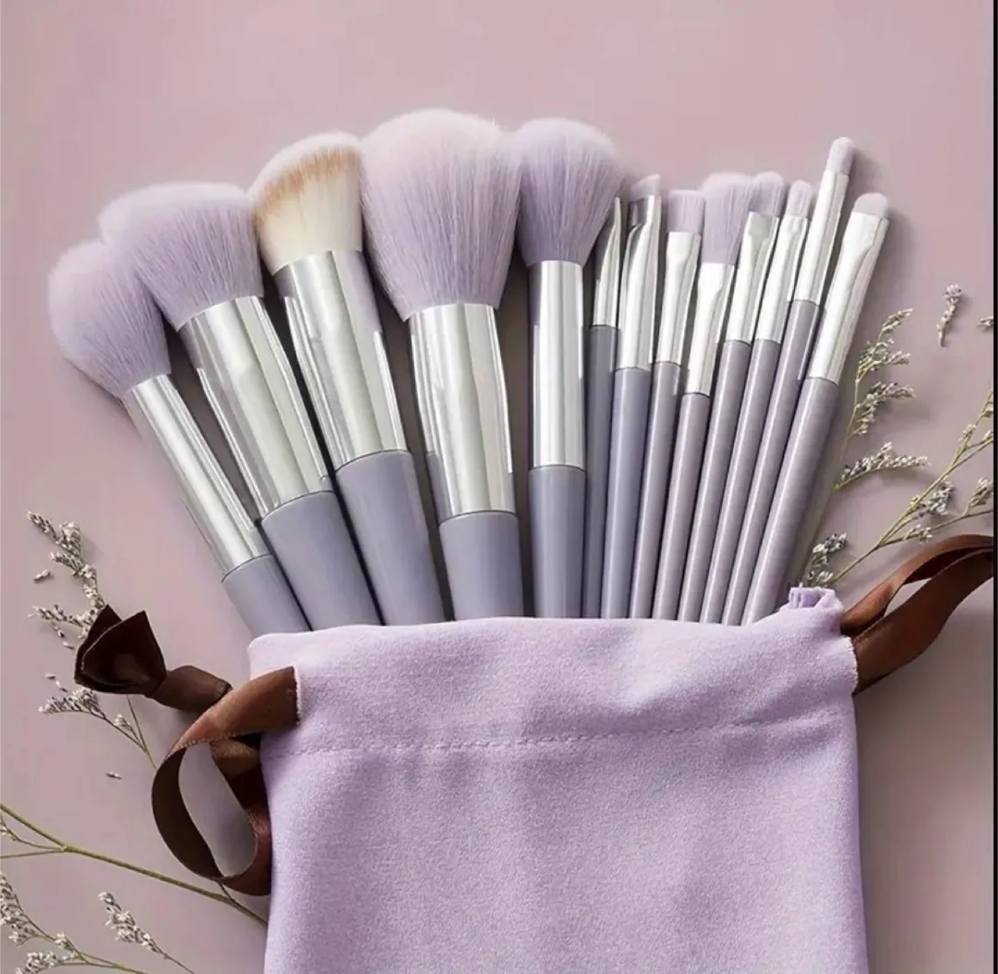 Makeup Brush Set - Purple with bag thumbnail