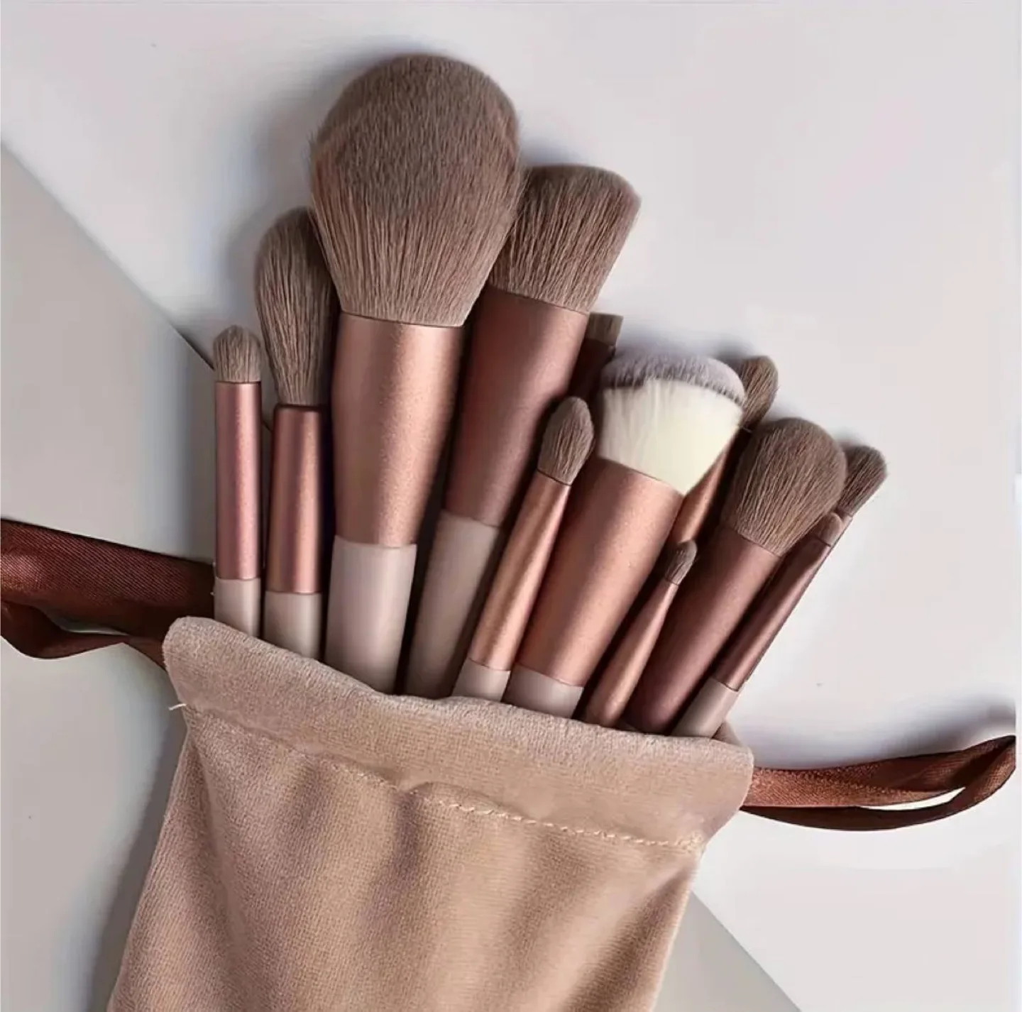 13 Piece Makeup Brush Set with Bag - coffee thumbnail