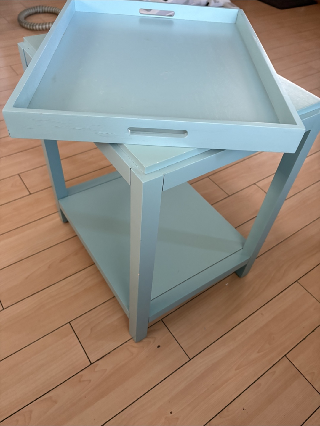 Light Blue Side Table with Tray - photo 4