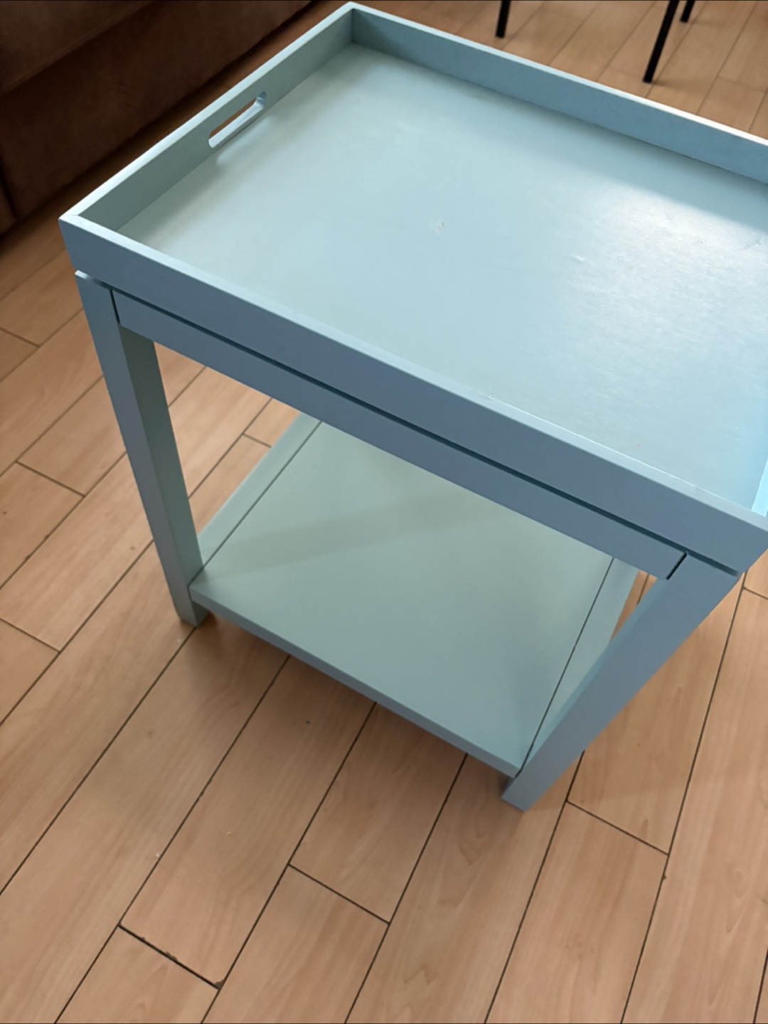 Light Blue Side Table with Tray