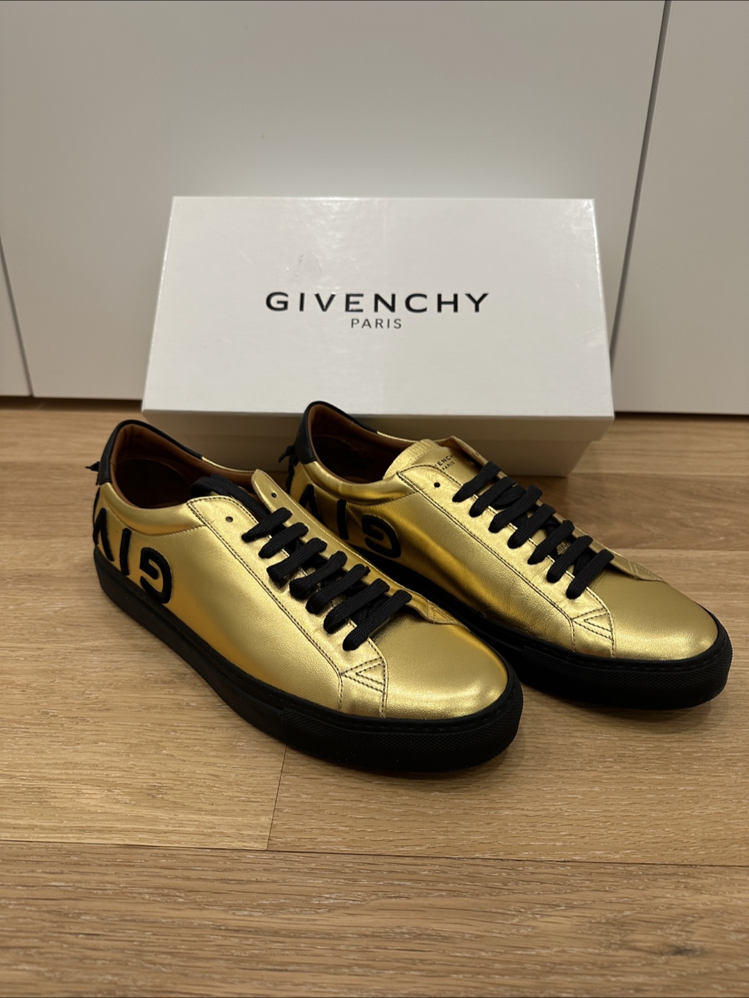 Brand New Givenchy Gold Leather Sneakers