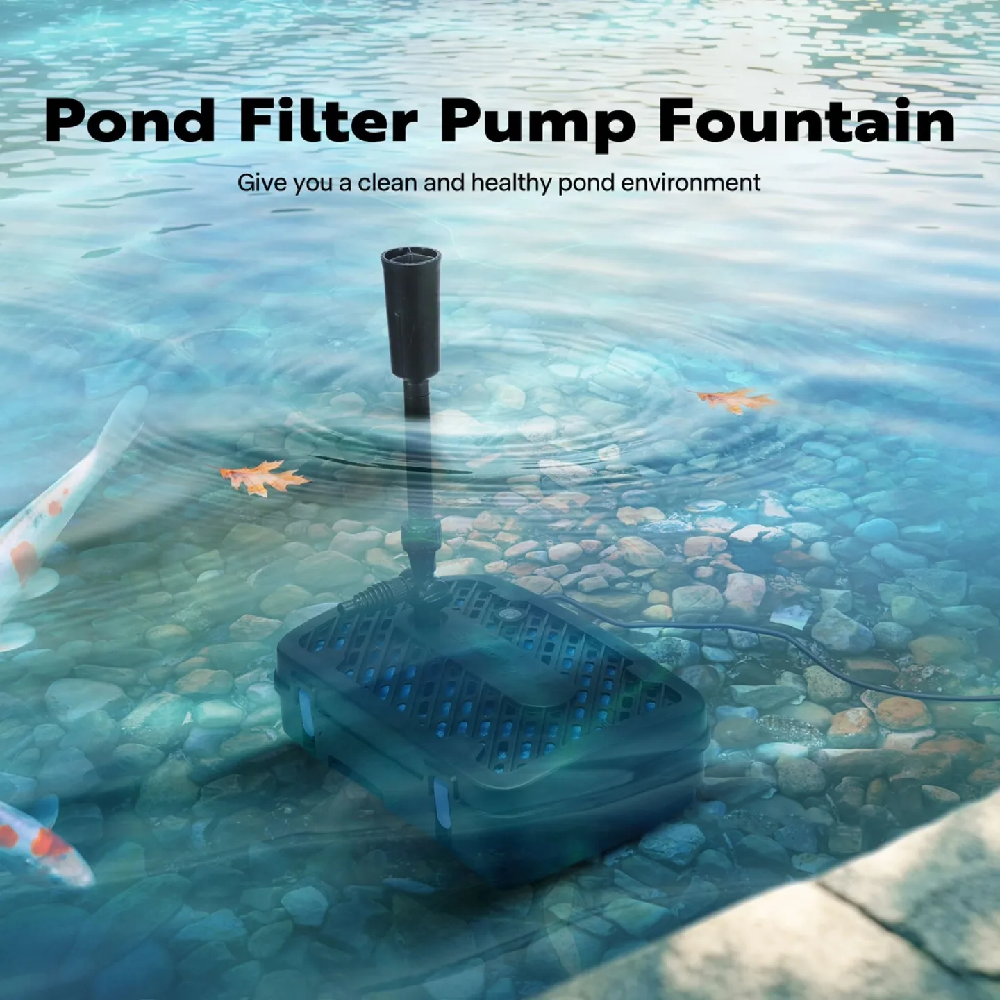VIVOHOME All-in-One Pond Filter Fountain System Kits, 540 GPH image indicator(3)
