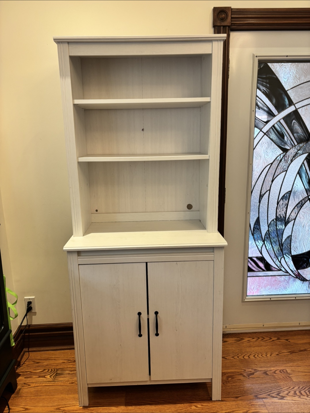 White Wooden Bookcase Cabinet - 47" Wide