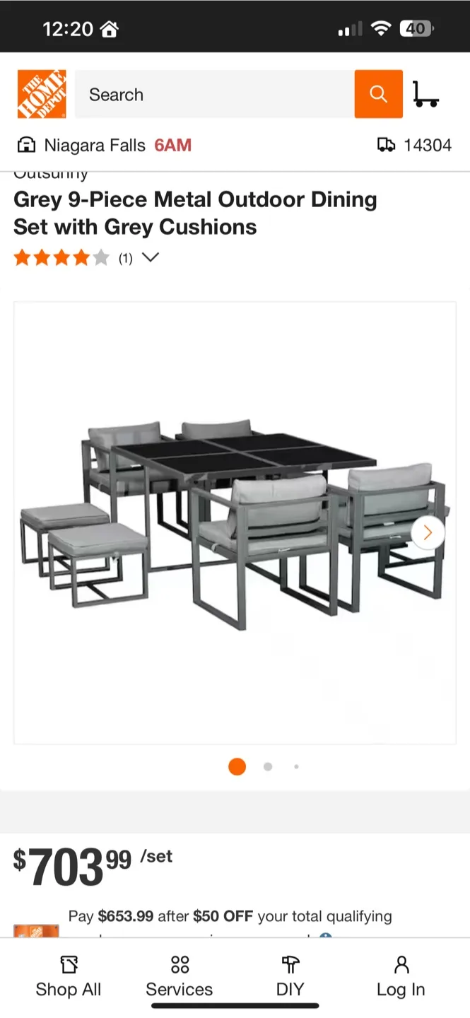 Outsunny Grey 9-Piece Metal Outdoor Dining Set thumbnail