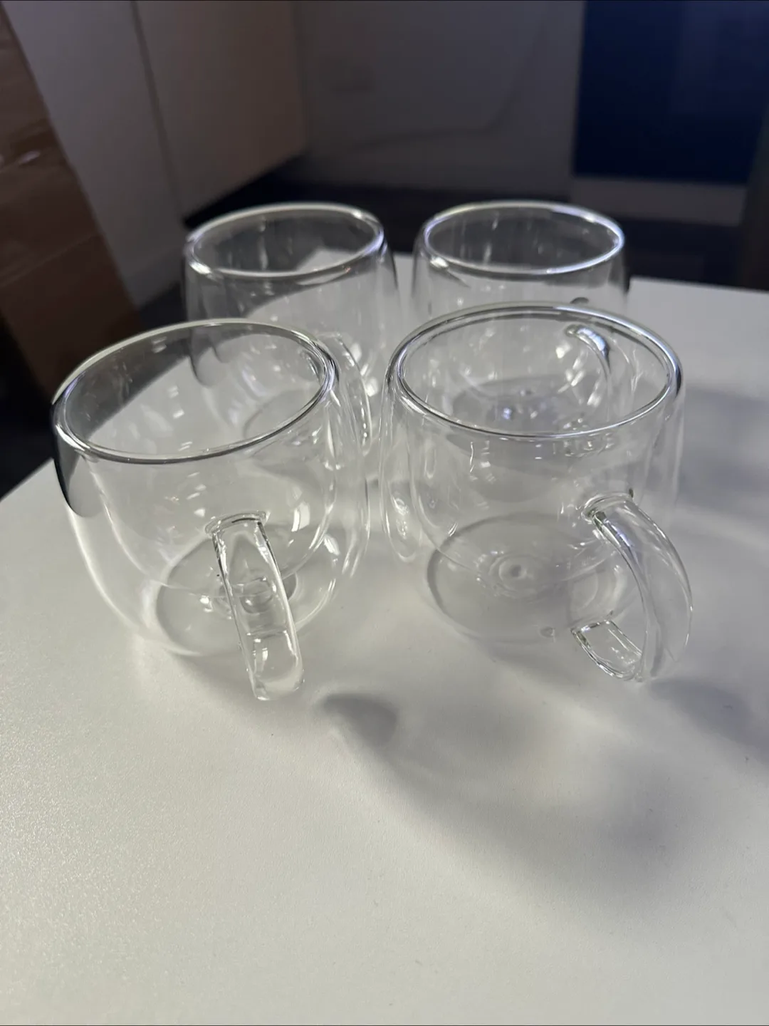 Set of 4 Clear Glass Coffee Mugs thumbnail