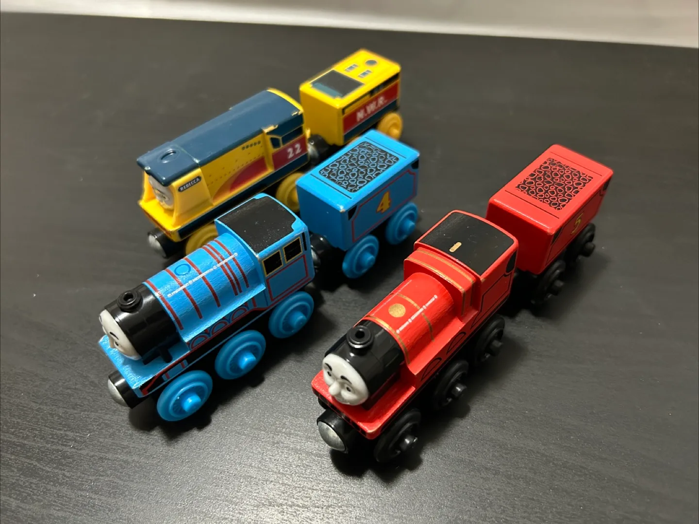 Wooden trains set of 5 (Gordon, James, Percy, Rebecca, Nia) image indicator(2)