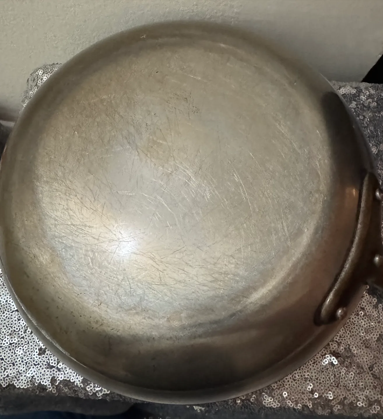 🧡Used heavy stainless steel Silver Frying Pan image indicator(5)