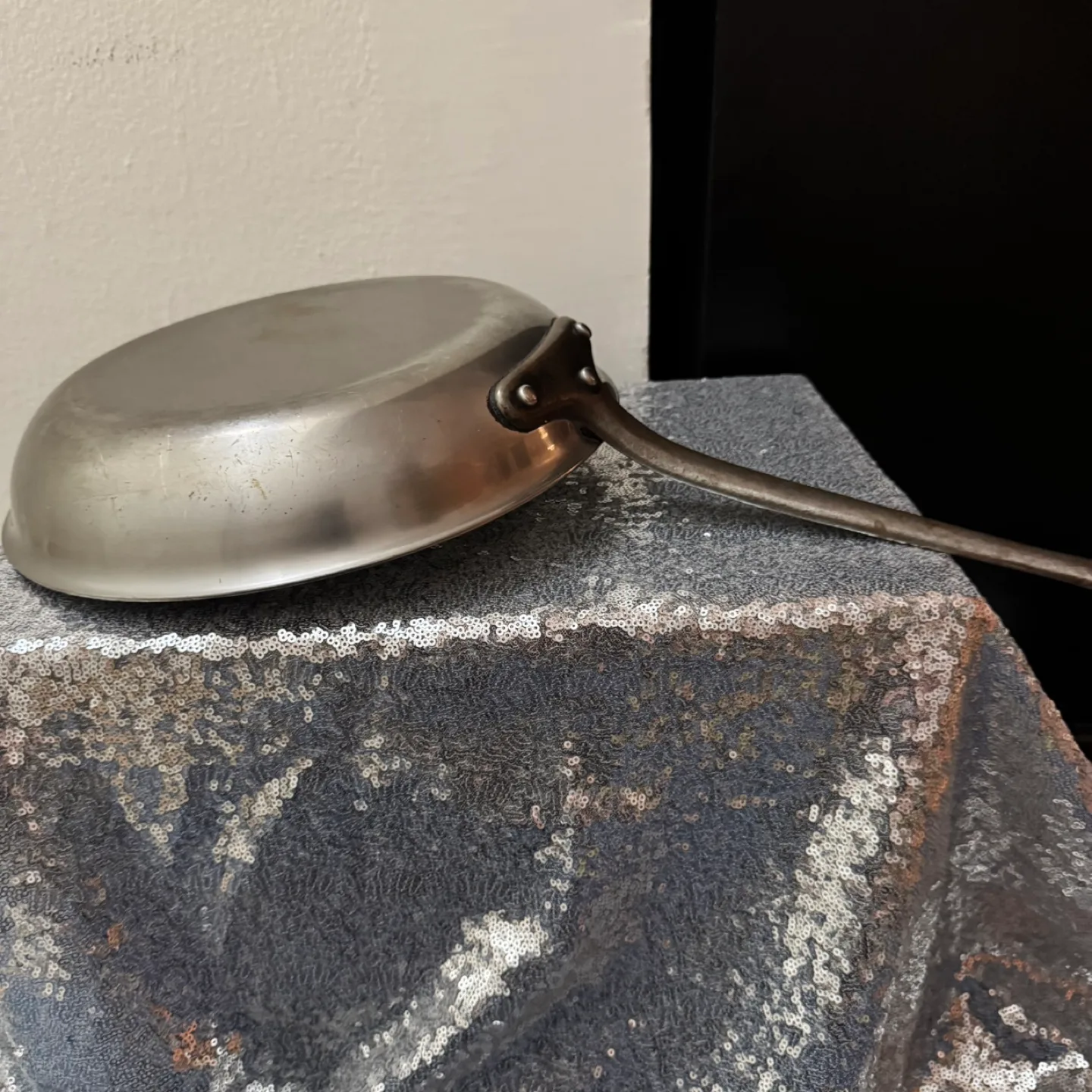 🧡Used heavy stainless steel Silver Frying Pan image indicator(4)