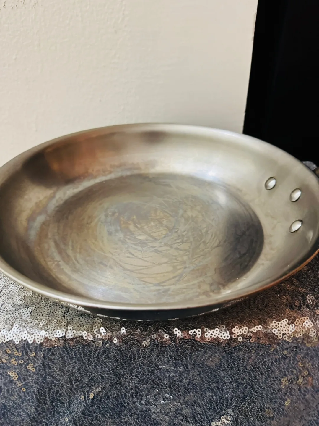 🧡Used heavy stainless steel Silver Frying Pan image indicator(2)