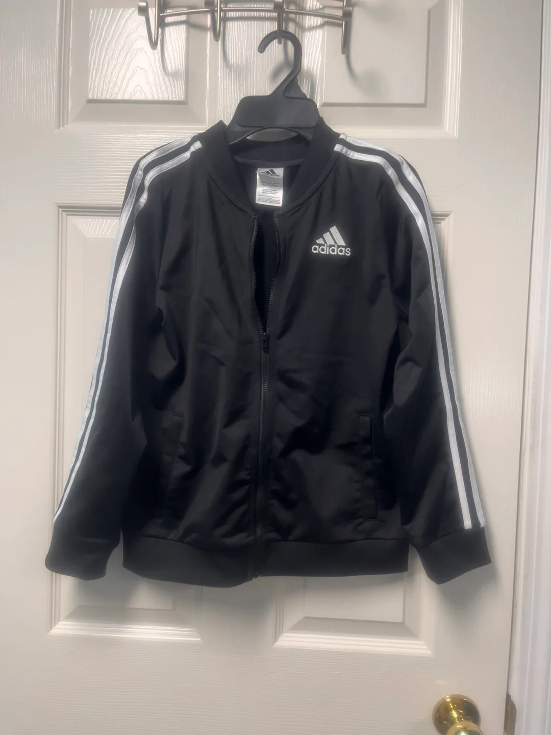 Adidas Black Jacket with White Stripes thumbnail