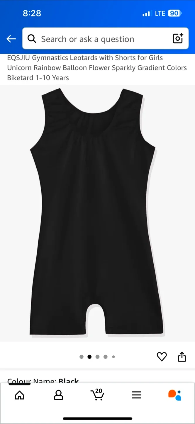 Gymnastics Leotard - Black, Size 4-5 toddler thumbnail