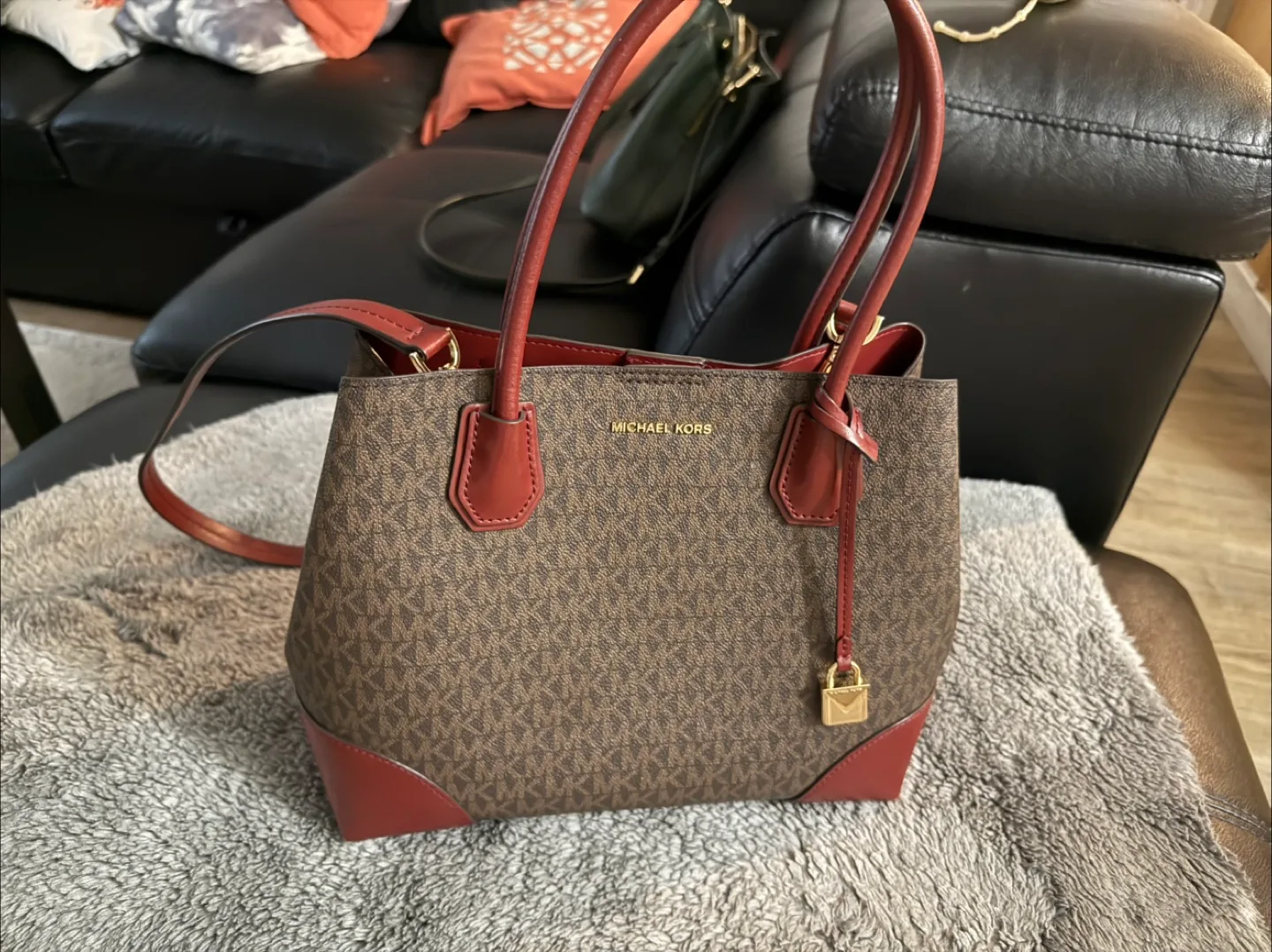 Authentic Michael Kors Tote Bag - Brown & Red thumbnail