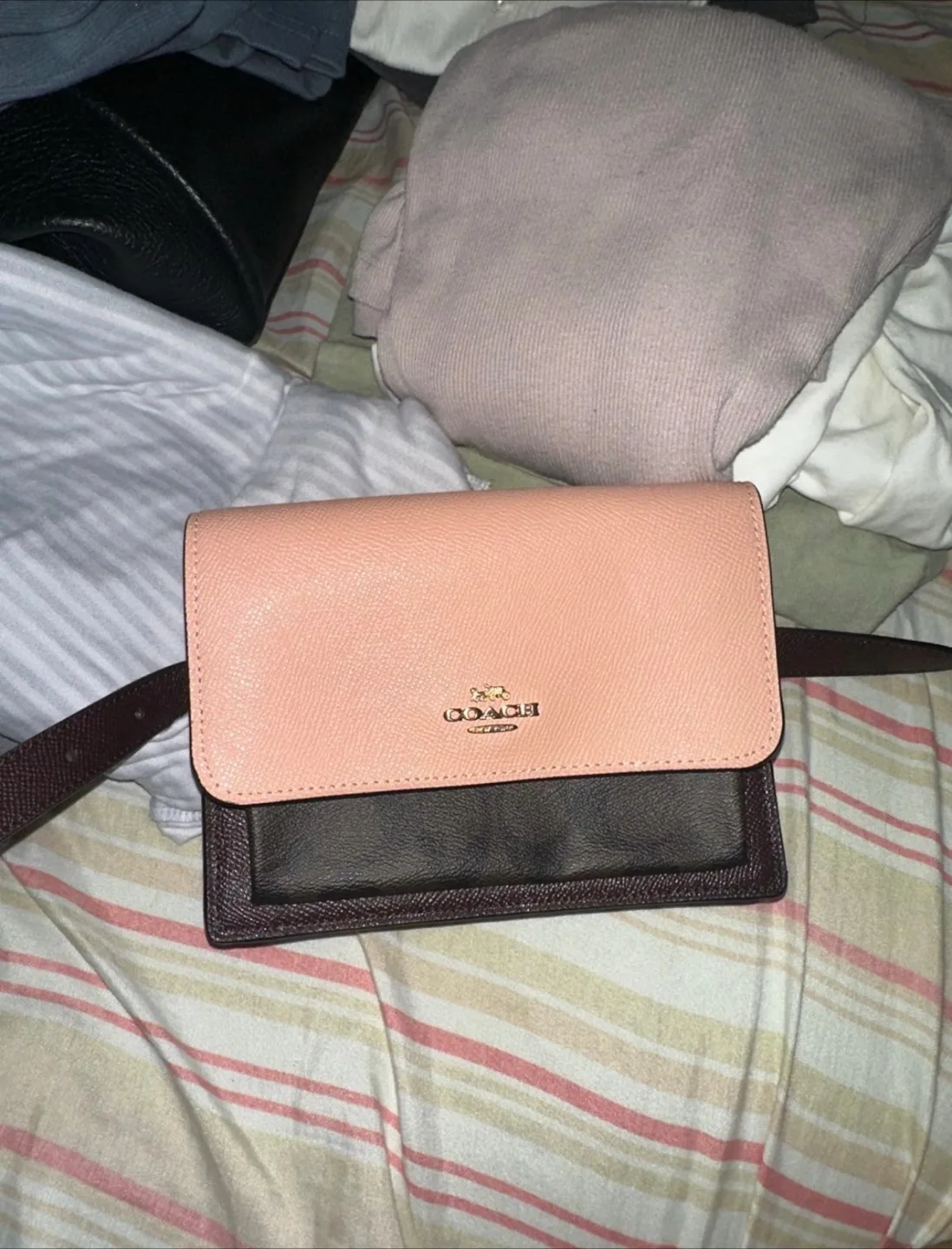 Coach Pink & Brown Leather Crossbody Bag thumbnail
