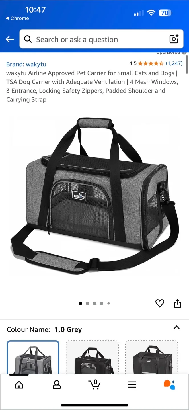 Wakytu Airline Approved Pet Carrier - Grey thumbnail