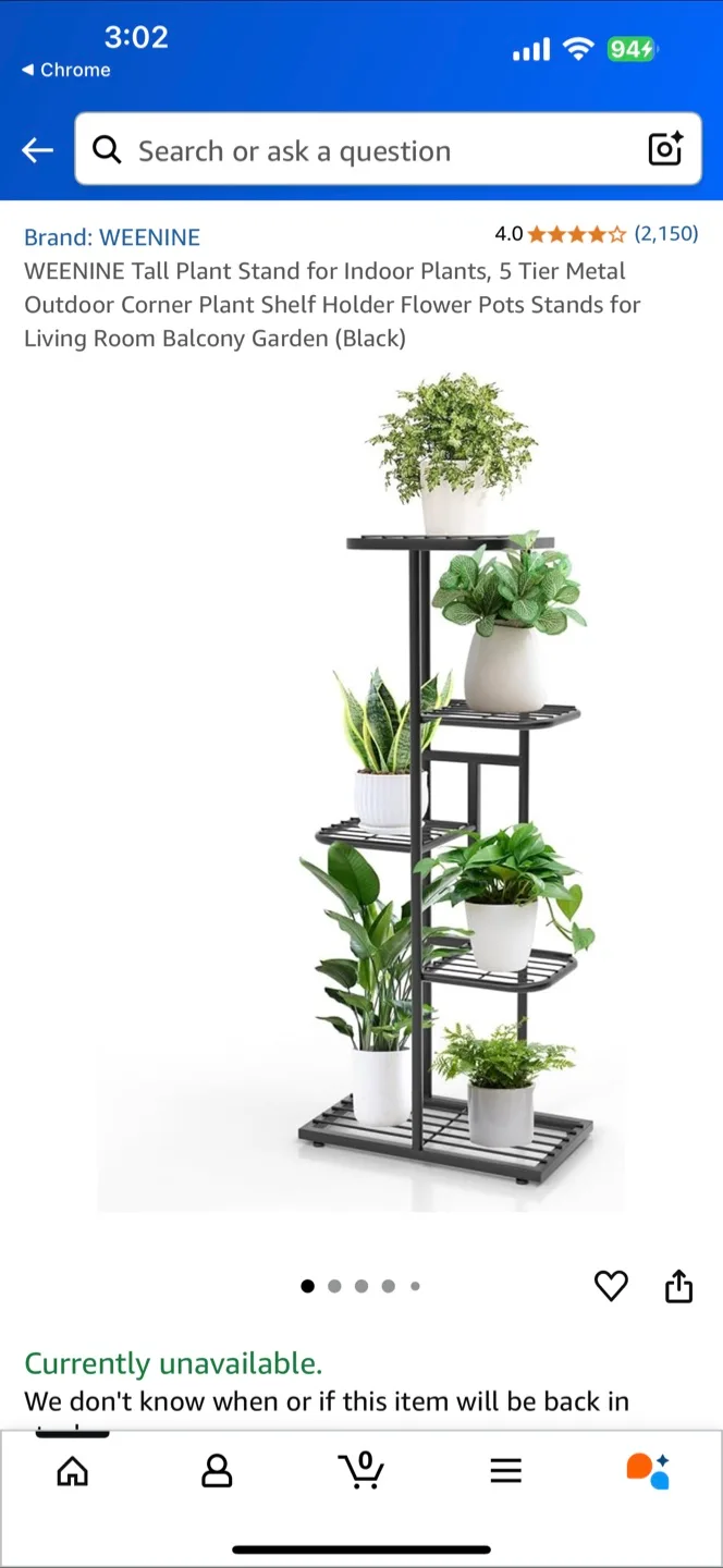 WEENINE Tall Plant Stand - 5 Tier Black thumbnail