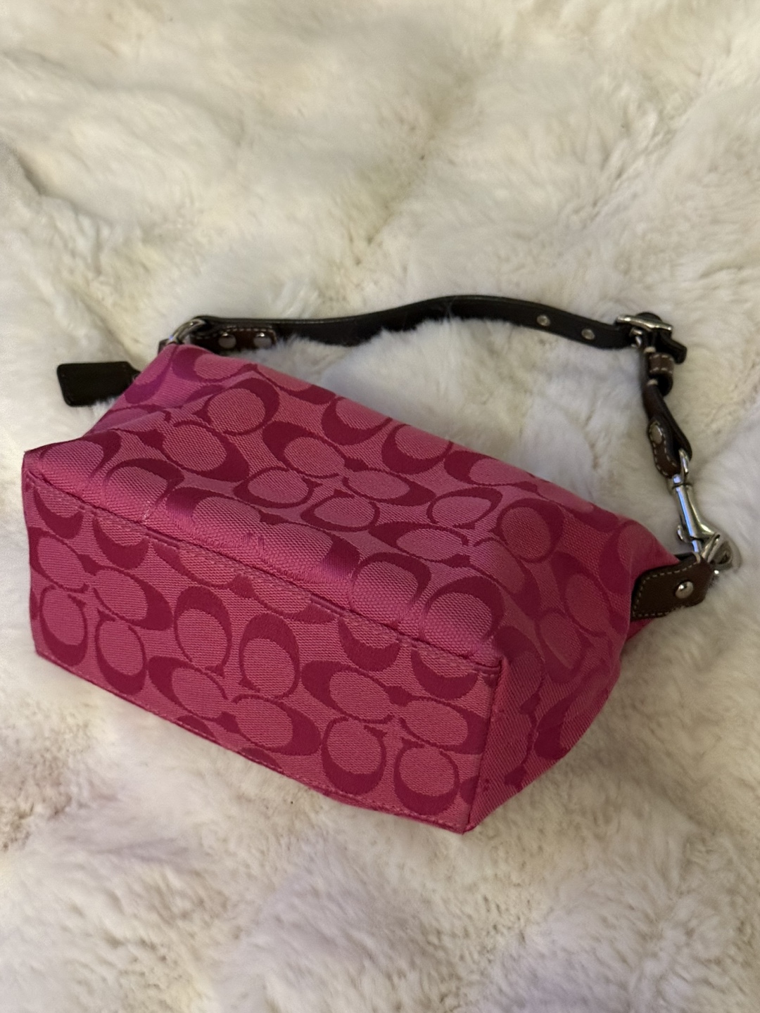 Coach Pink Signature Mini Baguette