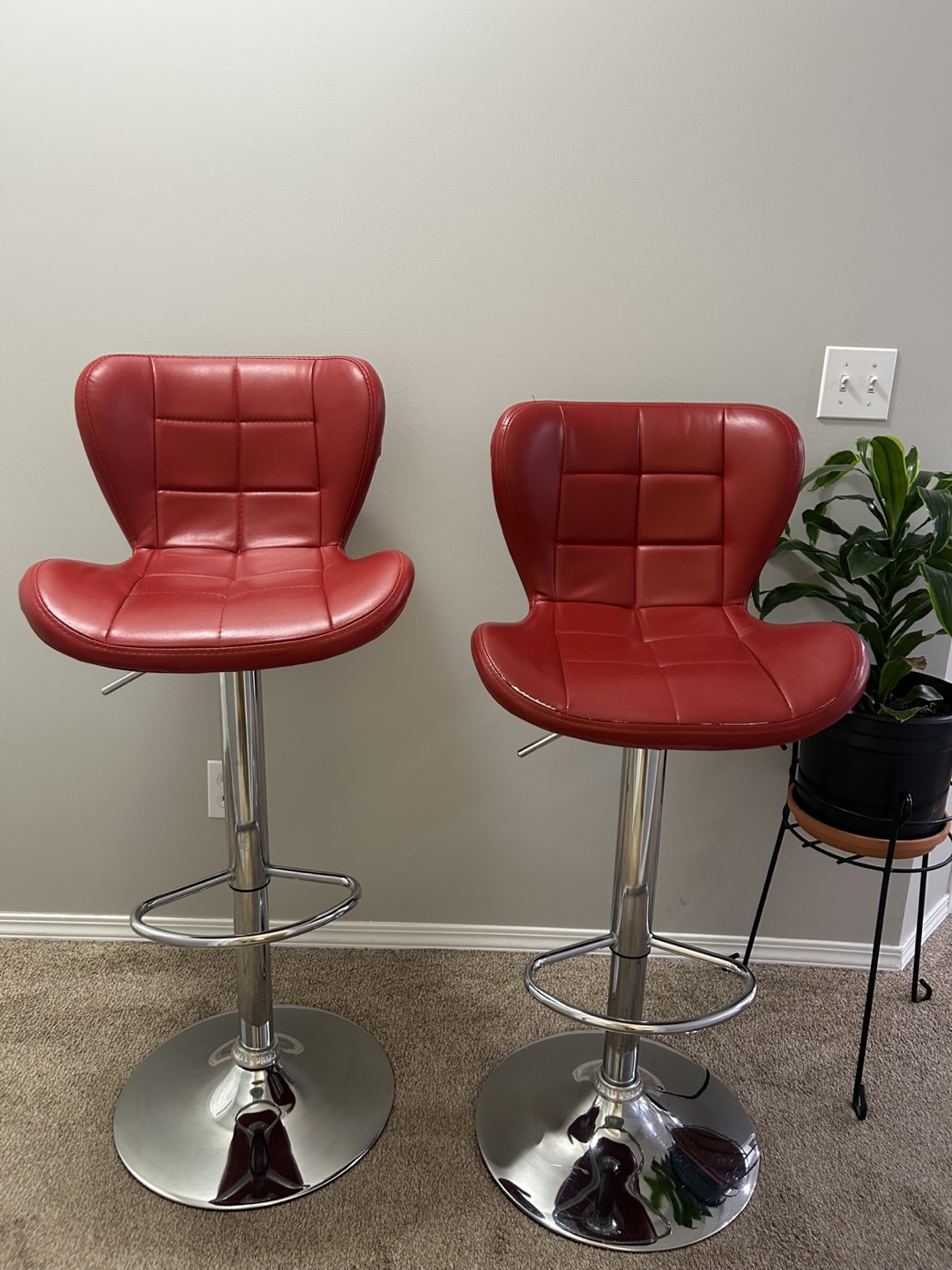 Set of 2 Red Bar Stools - photo 2