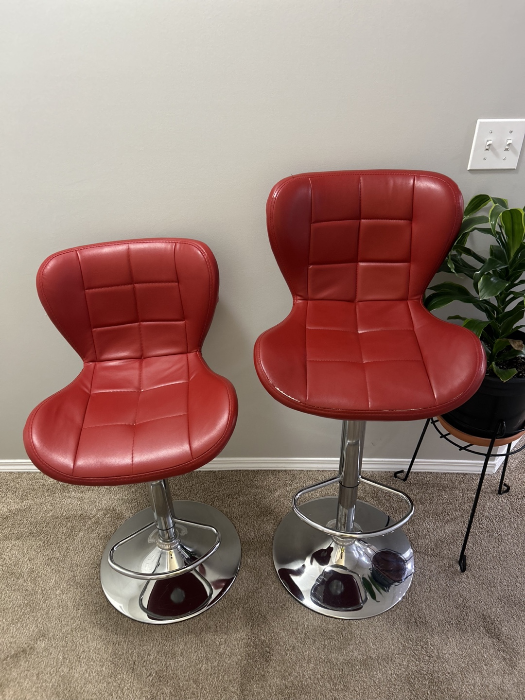 Set of 2 Red Bar Stools - photo 3