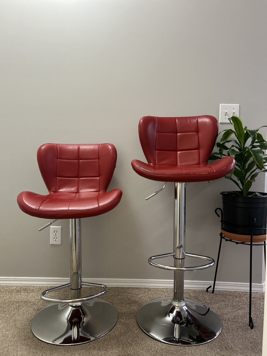 Set of 2 Red Bar Stools