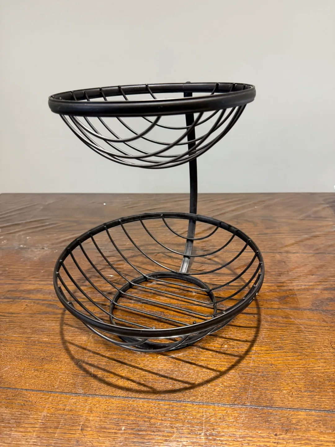 Two-Tier Metal Fruit Basket, Black thumbnail