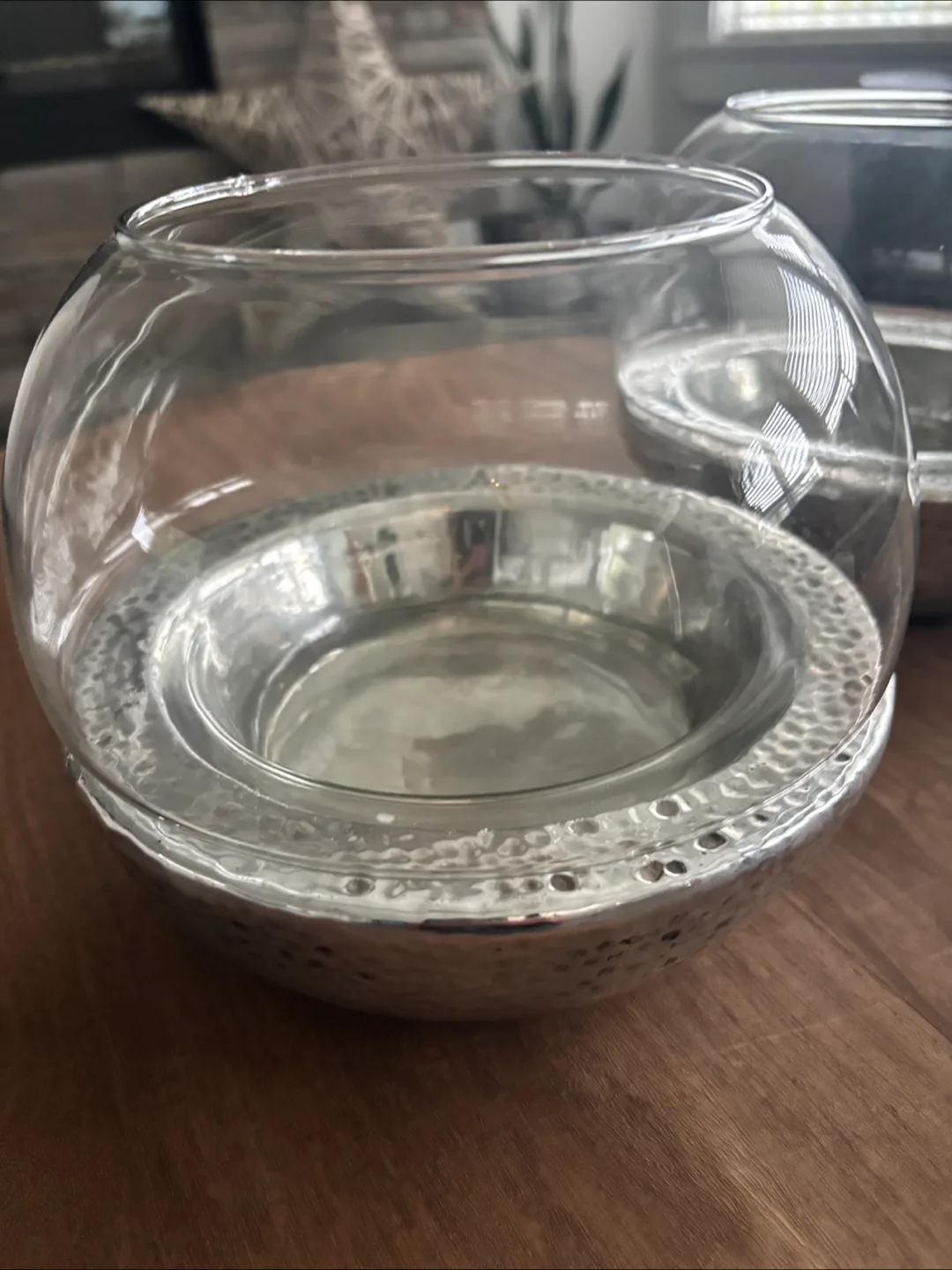 Urban Barn Glass & Hammered Metal Candle Holders thumbnail