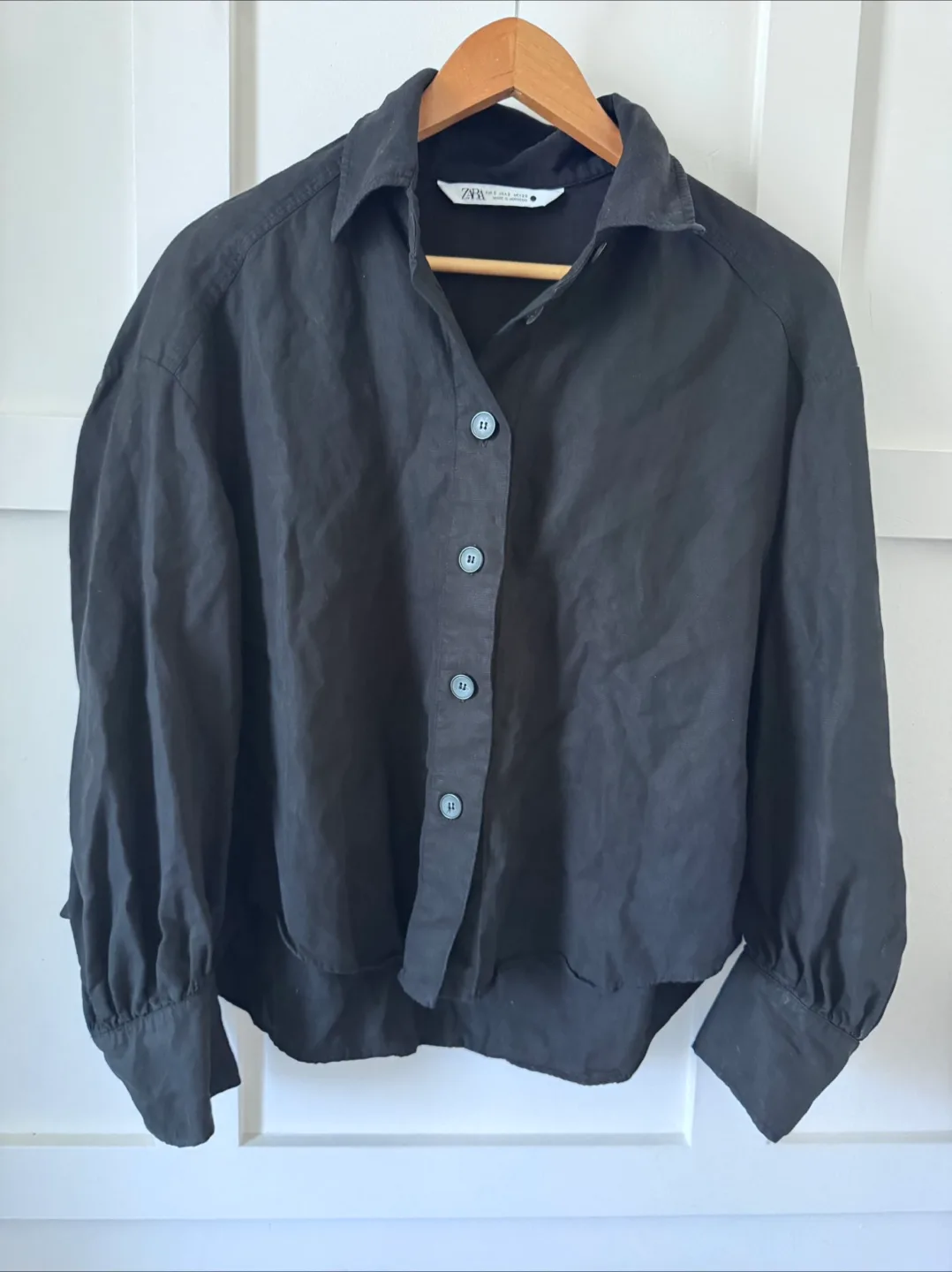 Zara Black Button-Down Shirt - Size S thumbnail