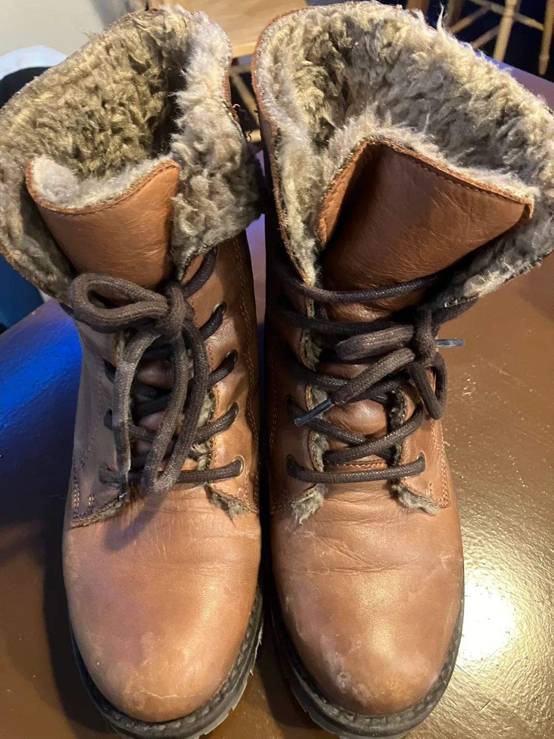 ALDO Brown Leather Winter Boots - Size 36 thumbnail