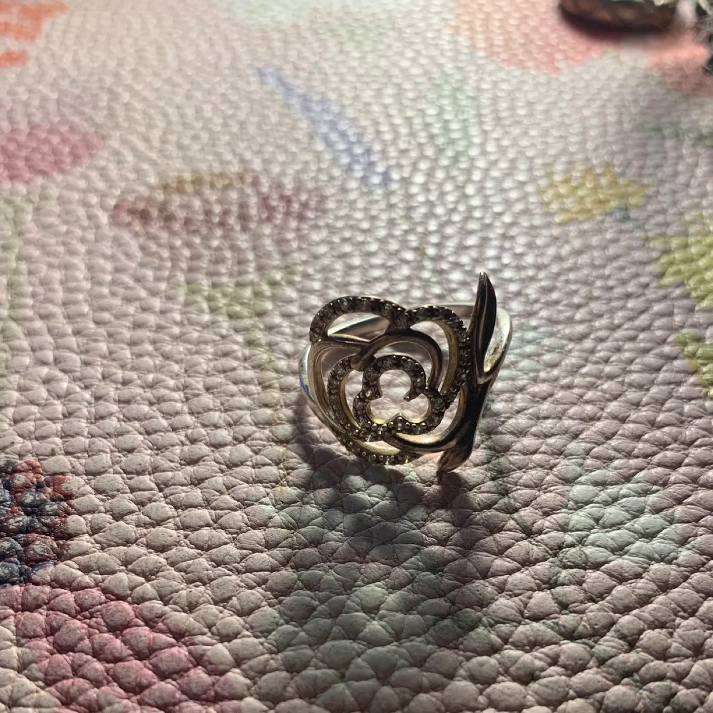 Sterling silver rose ring thumbnail